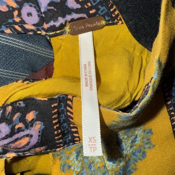 Free People keyhole Boho printed Mini Dress, rayon, ties in back! Festival dress - Picture 6 of 7